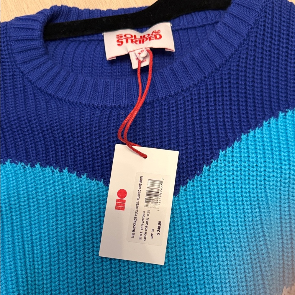 SOLID & STRIPED Chevron Pattern Sweater in Blue a… - image 2